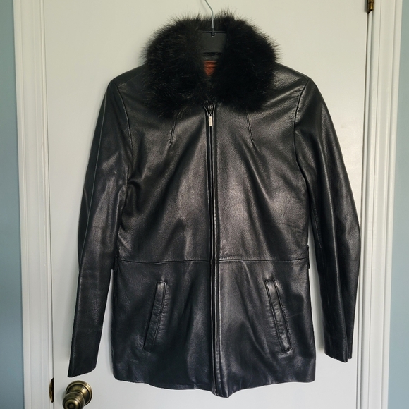 Wilsons Leather PELLE STUDIO Womens M Black Thinsulate Jacket Faux Fur Collar - Picture 1 of 10